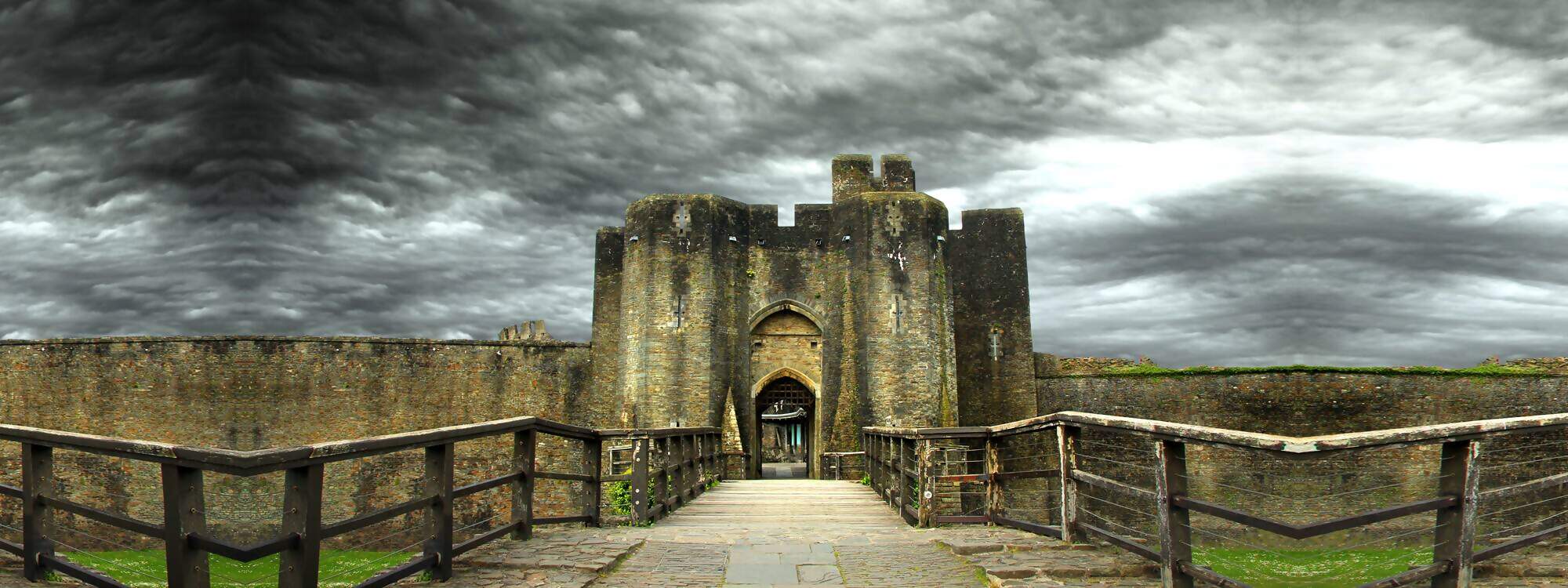 Caerphilly Castle Grossbritannien